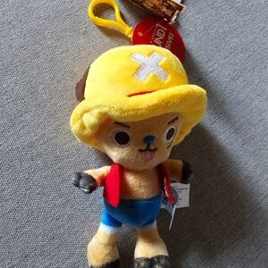 One Piece Tony Chopper Yellow Hat Anime Plush Backpack Clip Keychain 5" Round 1